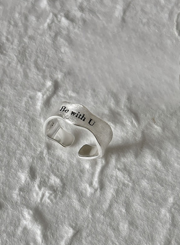 925 Sterling Sølv “Be With U” Bølgeformet Åben Ring – Justerbar & Elegant - Lilla Villa