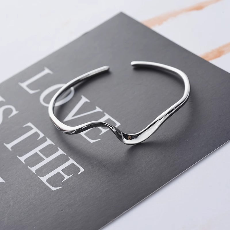 925 sterling sølv bølge åben armbånd - Lilla Villa