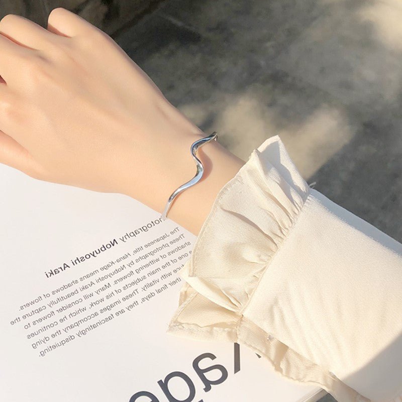 925 sterling sølv bølge åben armbånd - Lilla Villa