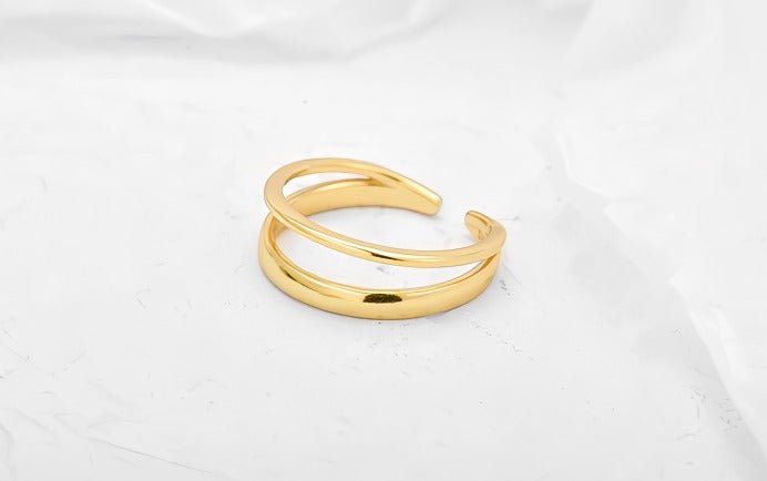 925 Sterling Sølv Dobbeltrækket Åben Ring med 14K Forgyldning - Lilla Villa
