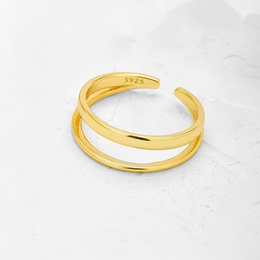 925 Sterling Sølv Dobbeltrækket Åben Ring med 14K Forgyldning - Lilla Villa