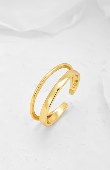 925 Sterling Sølv Dobbeltrækket Åben Ring med 14K Forgyldning - Lilla Villa