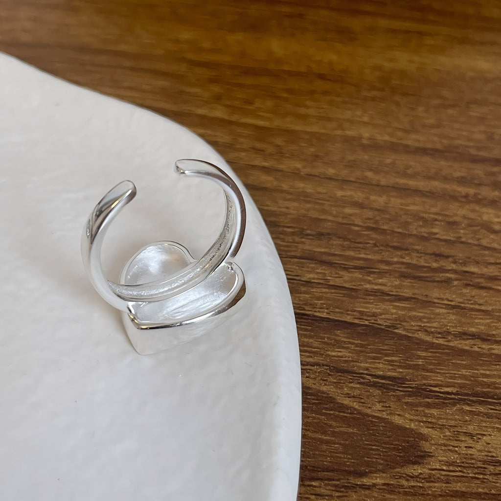 925 Sterling Sølv Hjerteformet Åben Ring - Minimalistisk og Elegant Design - Lilla Villa