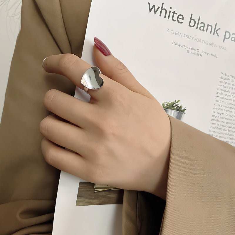 925 Sterling Sølv Hjerteformet Åben Ring - Minimalistisk og Elegant Design - Lilla Villa