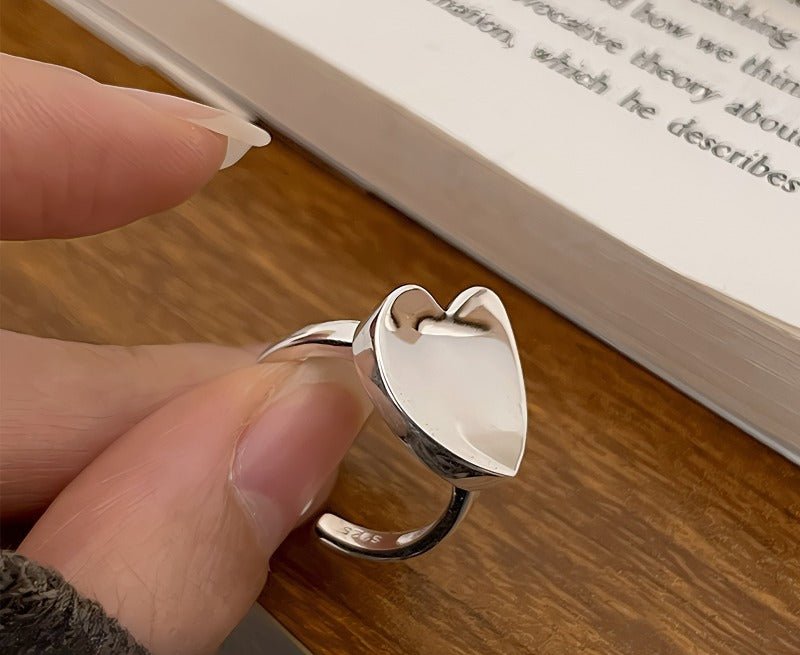 925 Sterling Sølv Hjerteformet Åben Ring - Minimalistisk og Elegant Design - Lilla Villa