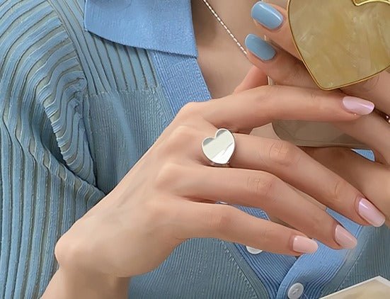 925 Sterling Sølv Hjerteformet Åben Ring - Minimalistisk og Elegant Design - Lilla Villa