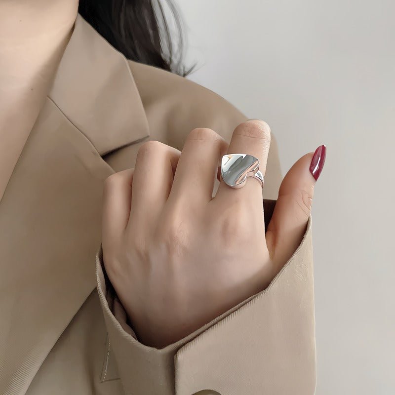 925 Sterling Sølv Hjerteformet Åben Ring - Minimalistisk og Elegant Design - Lilla Villa