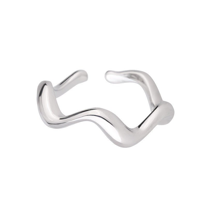 925 Sterling Sølv Justerbar Ring i Bølget Design – Minimalistisk og Elegant - Lilla Villa