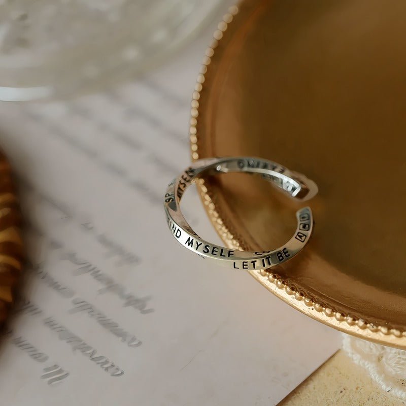 925 Sterling Sølv “Let It Be” Justerbar Ring – Inspirerende Design - Lilla Villa
