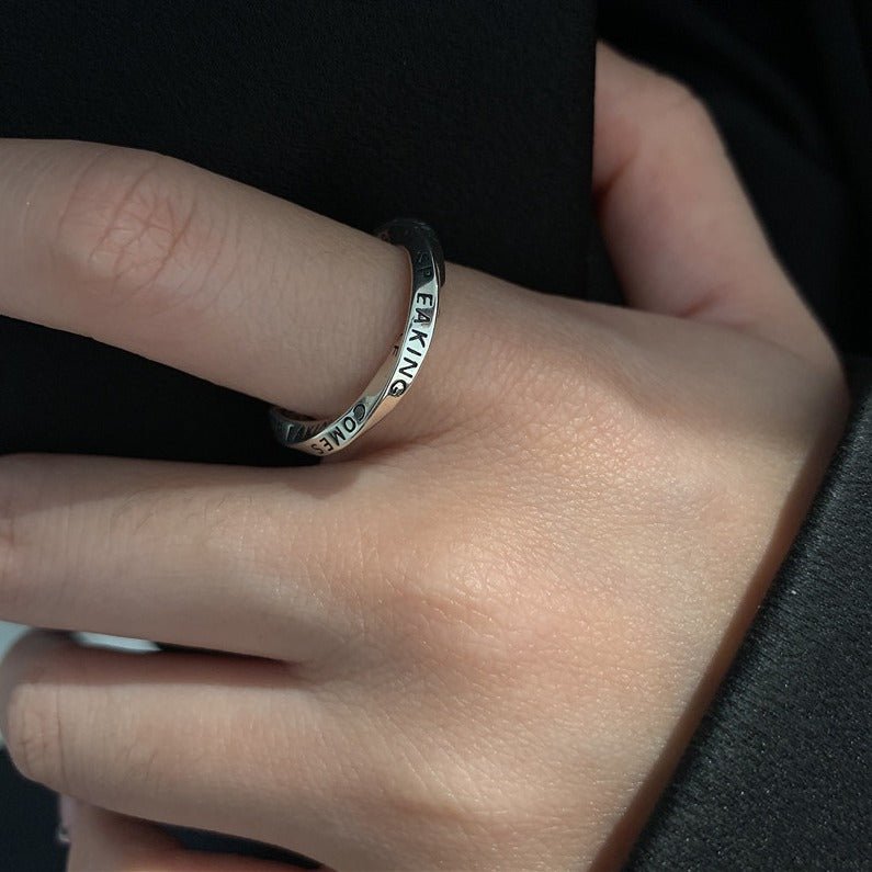 925 Sterling Sølv “Let It Be” Justerbar Ring – Inspirerende Design - Lilla Villa