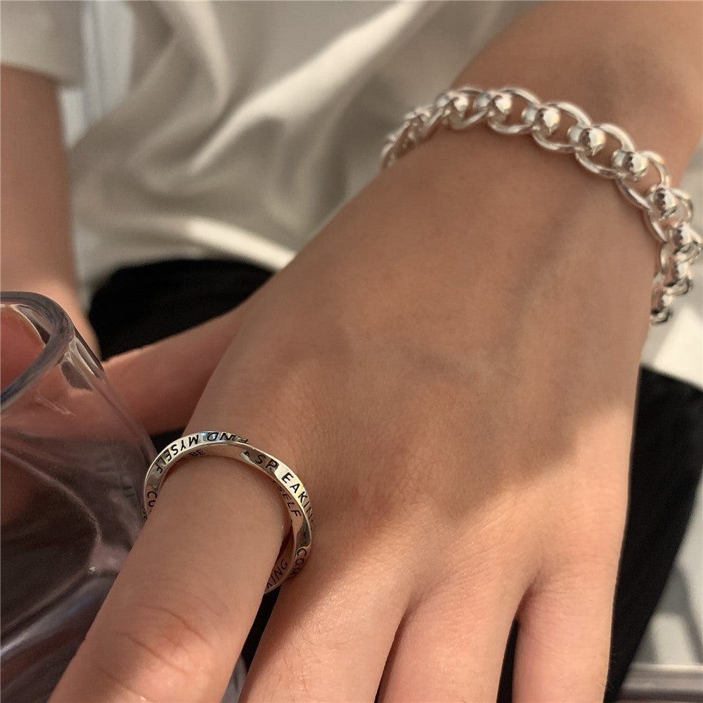 925 Sterling Sølv “Let It Be” Justerbar Ring – Inspirerende Design - Lilla Villa