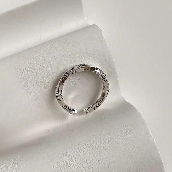 925 Sterling Sølv “Let It Be” Justerbar Ring – Inspirerende Design - Lilla Villa