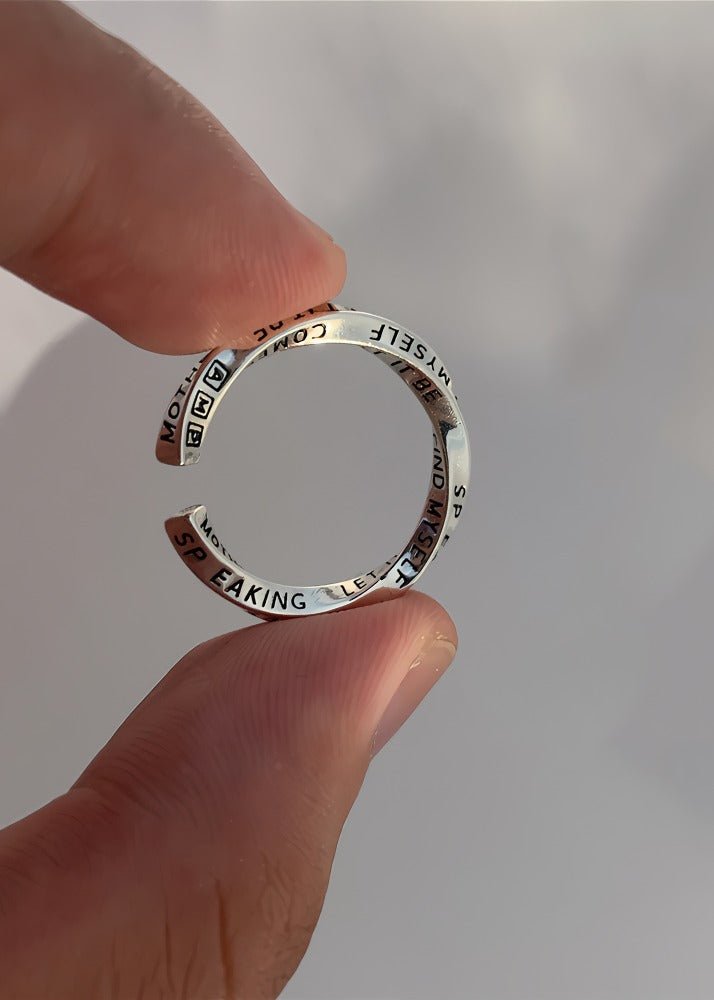 925 Sterling Sølv “Let It Be” Justerbar Ring – Inspirerende Design - Lilla Villa