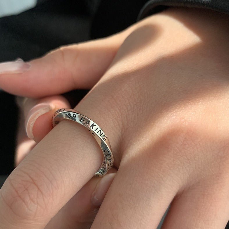 925 Sterling Sølv “Let It Be” Justerbar Ring – Inspirerende Design - Lilla Villa