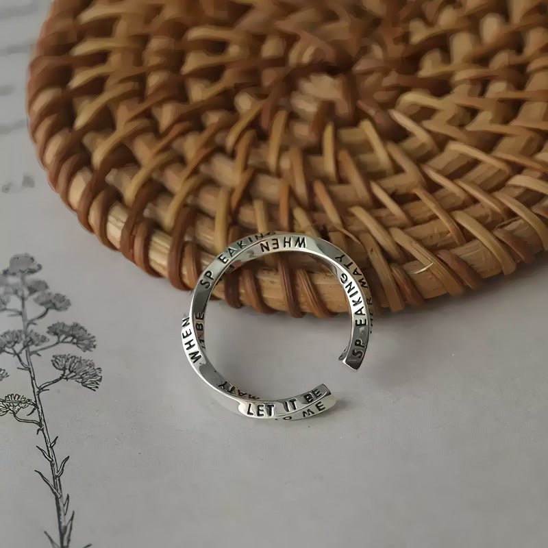 925 Sterling Sølv “Let It Be” Justerbar Ring – Inspirerende Design - Lilla Villa