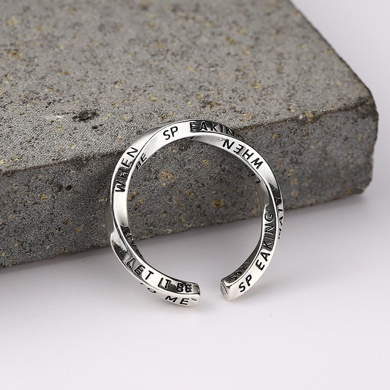 925 Sterling Sølv “Let It Be” Justerbar Ring – Inspirerende Design - Lilla Villa