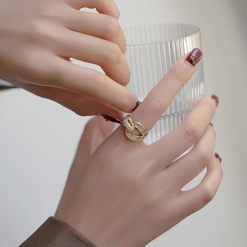 925 Sterling Sølv Ring med 14K Forgyldning Rebdesign Justerbar Ring - Lilla Villa