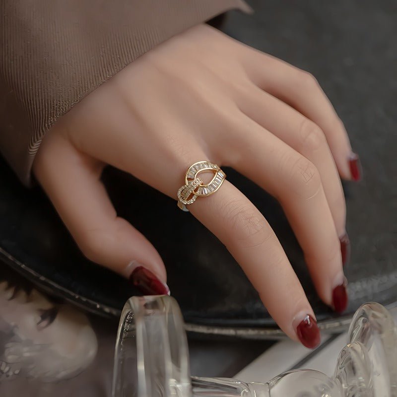 925 Sterling Sølv Ring med 14K Forgyldning Rebdesign Justerbar Ring - Lilla Villa