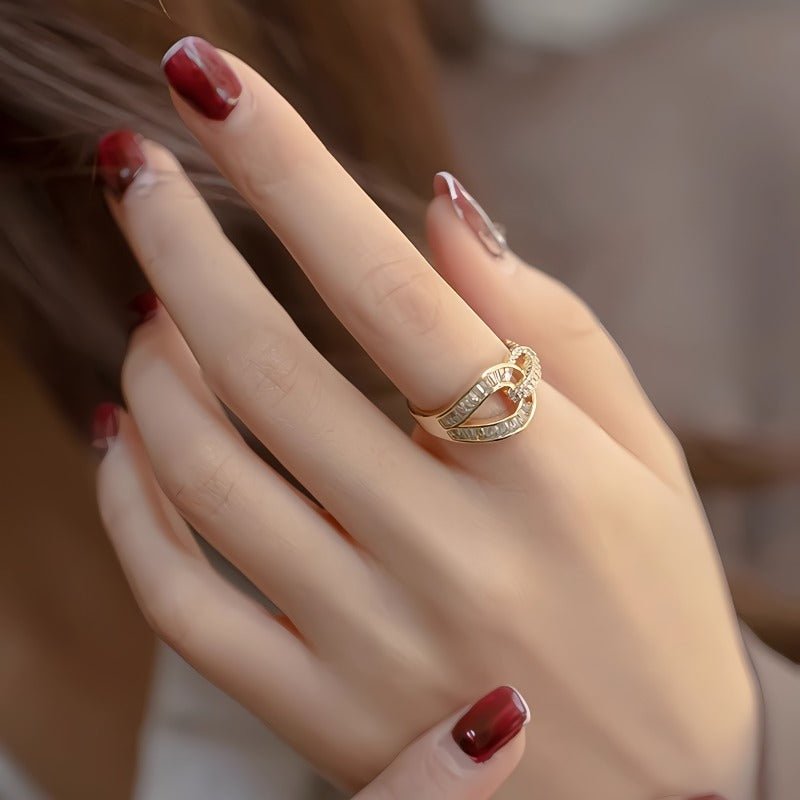 925 Sterling Sølv Ring med 14K Forgyldning Rebdesign Justerbar Ring - Lilla Villa