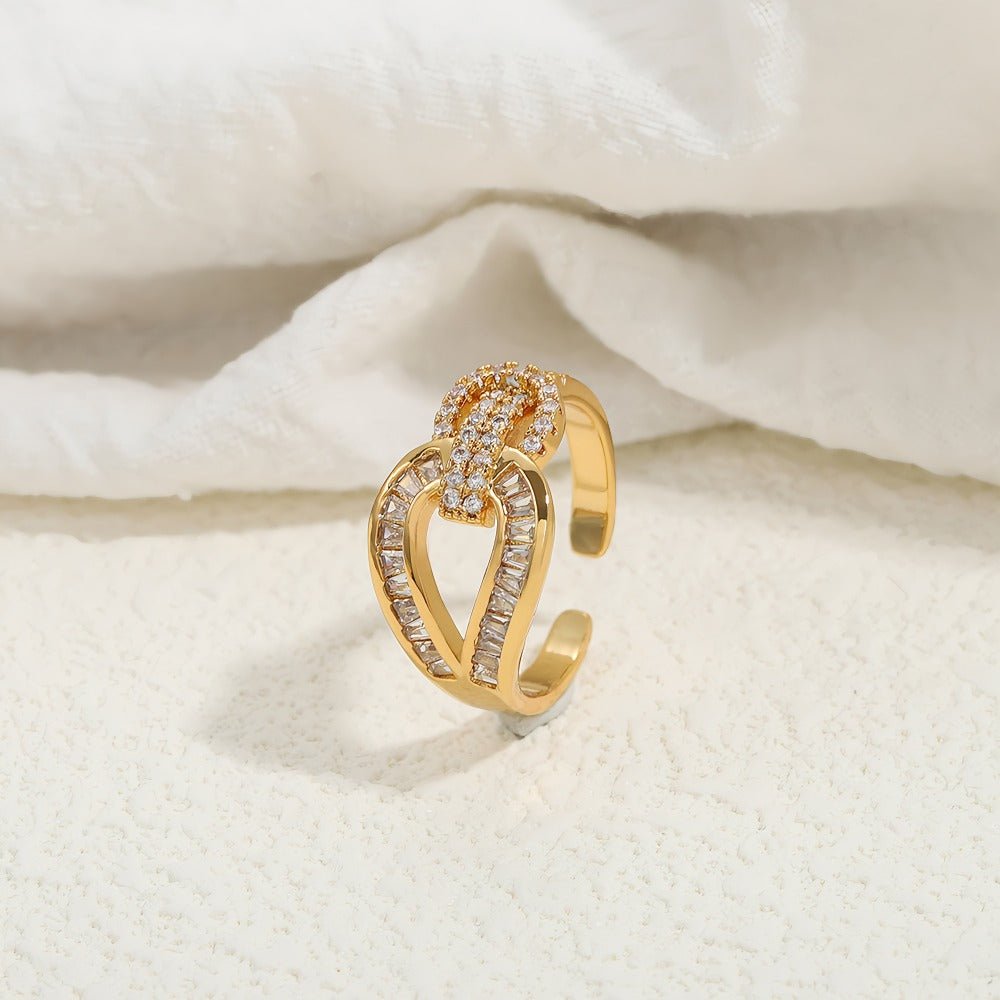 925 Sterling Sølv Ring med 14K Forgyldning Rebdesign Justerbar Ring - Lilla Villa
