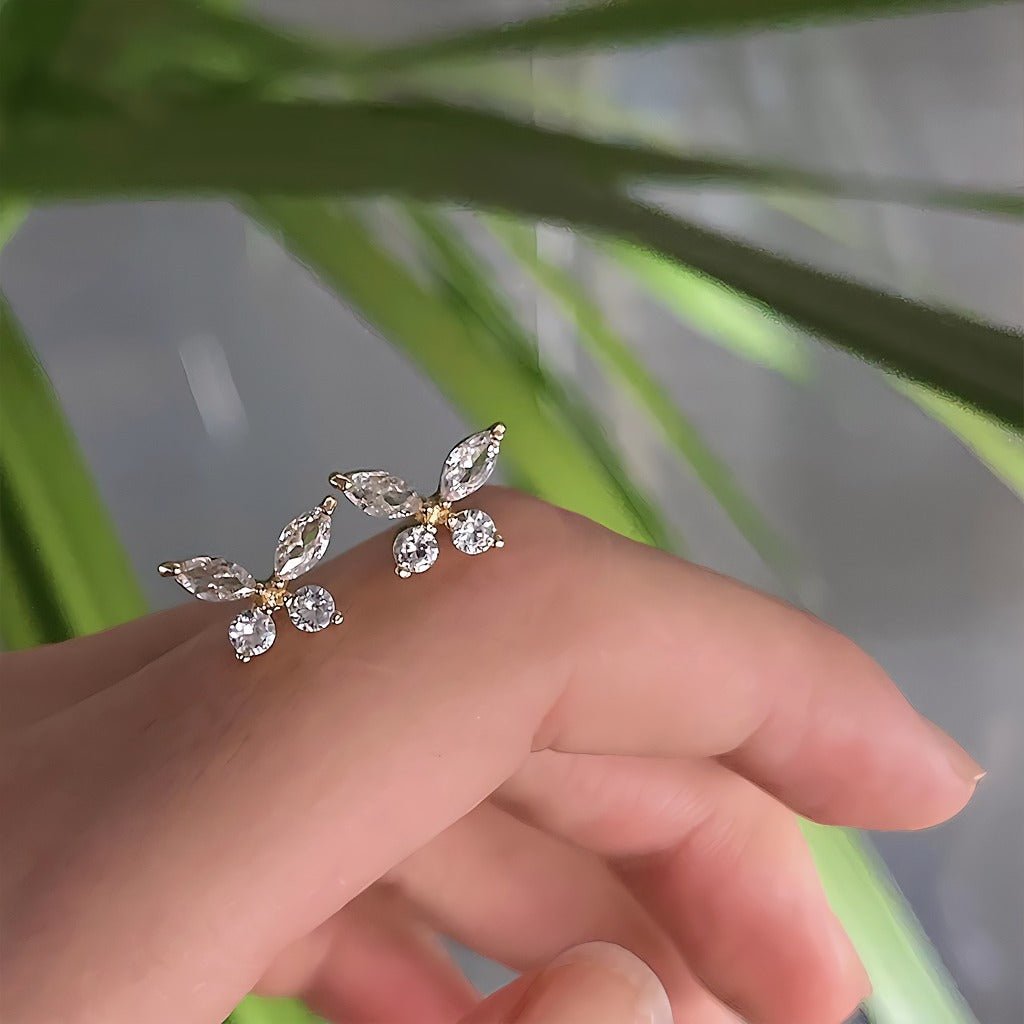 925 Sterling Sølvnål 14K Forgyldt Elegante Sommerfugle Øreringe Med Funklende Zirkonia - Lilla Villa