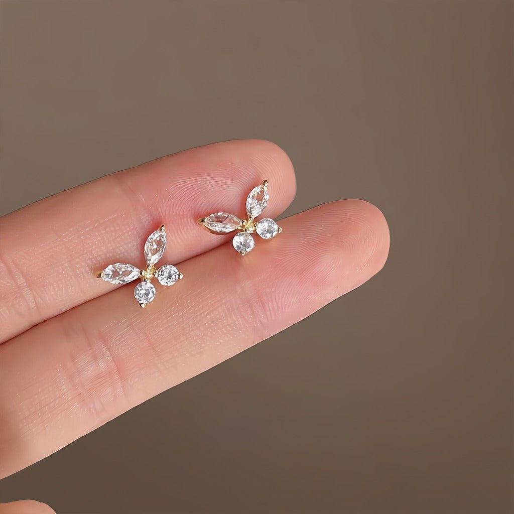 925 Sterling Sølvnål 14K Forgyldt Elegante Sommerfugle Øreringe Med Funklende Zirkonia - Lilla Villa
