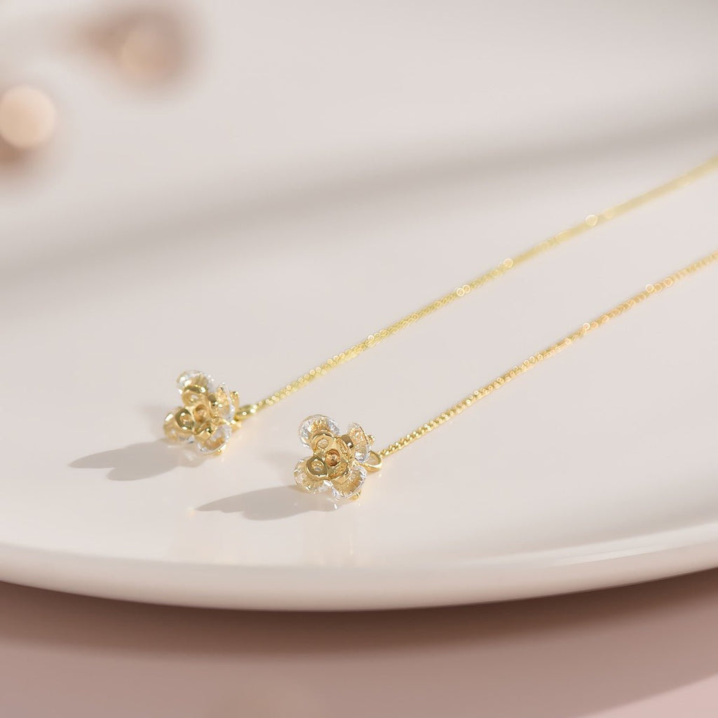 925 Sterling Sølvnåle 14K Forgyldte Ørekæder med Zirkonia – Elegant & Raffineret Design - Lilla Villa
