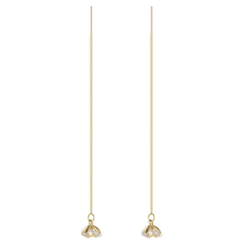 925 Sterling Sølvnåle 14K Forgyldte Ørekæder med Zirkonia – Elegant & Raffineret Design - Lilla Villa