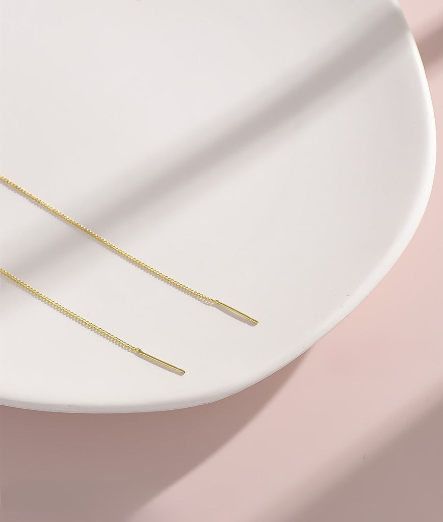 925 Sterling Sølvnåle 14K Forgyldte Ørekæder med Zirkonia – Elegant & Raffineret Design - Lilla Villa