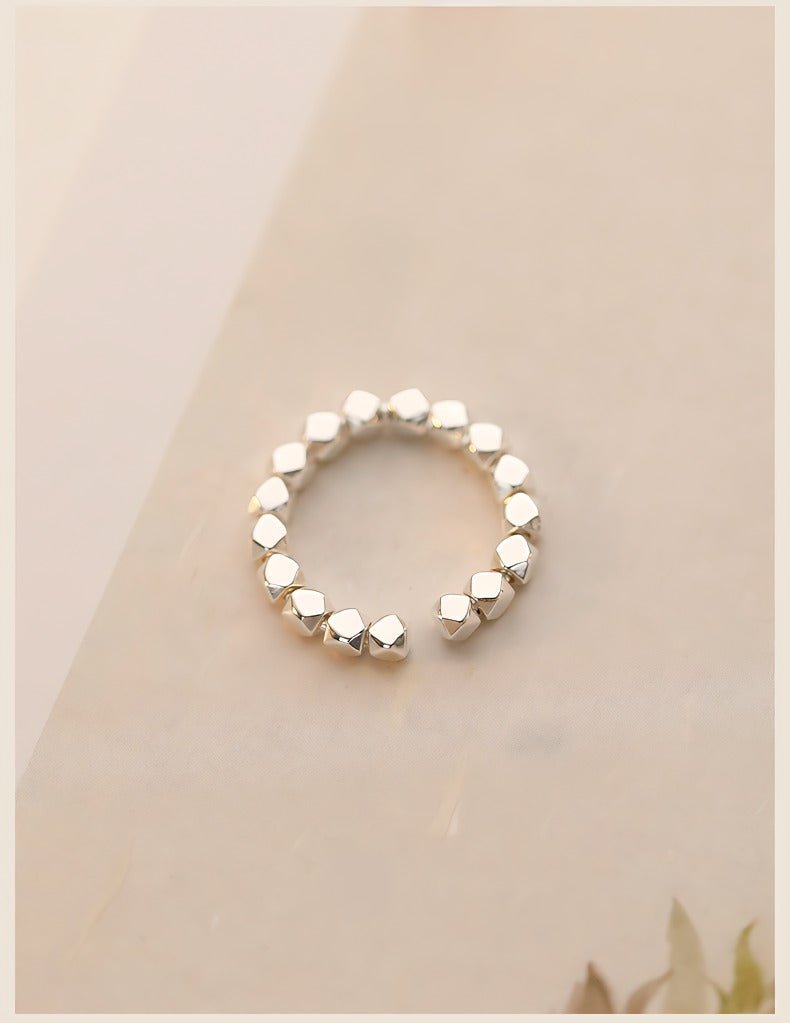 925 Sterlingsølv Facetslebet Geometrisk Justerbar Ring – Elegant og Enkel - Lilla Villa
