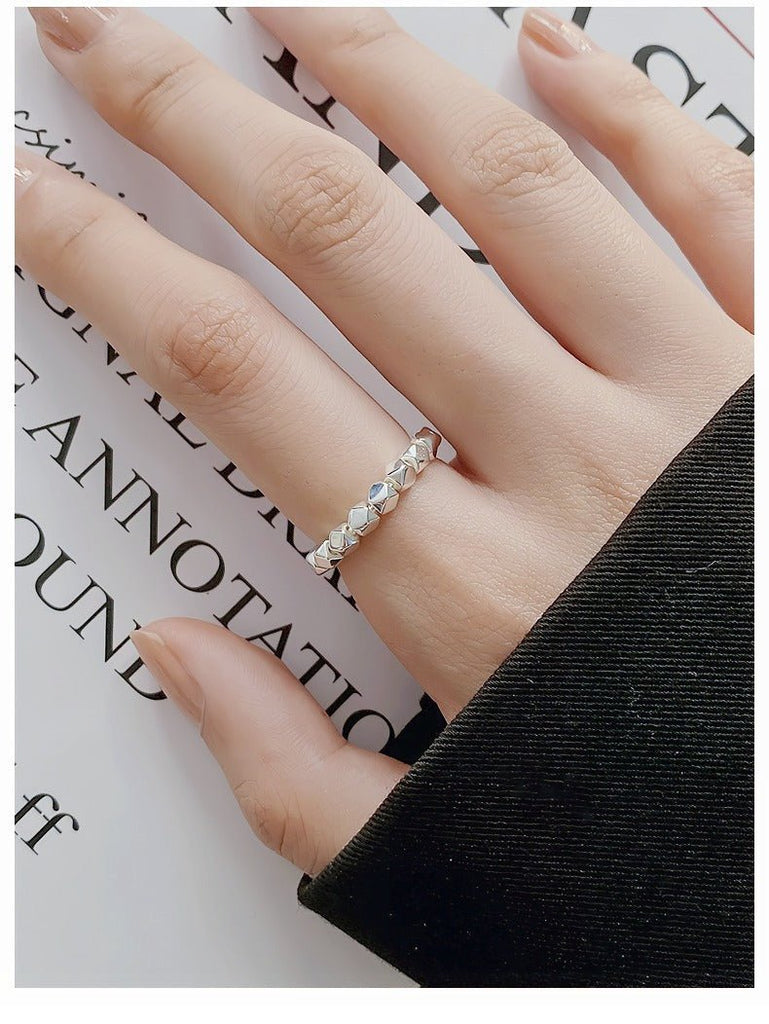 925 Sterlingsølv Facetslebet Geometrisk Justerbar Ring – Elegant og Enkel - Lilla Villa