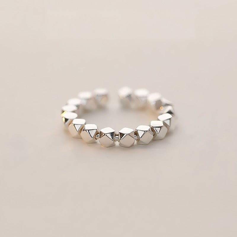 925 Sterlingsølv Facetslebet Geometrisk Justerbar Ring – Elegant og Enkel - Lilla Villa