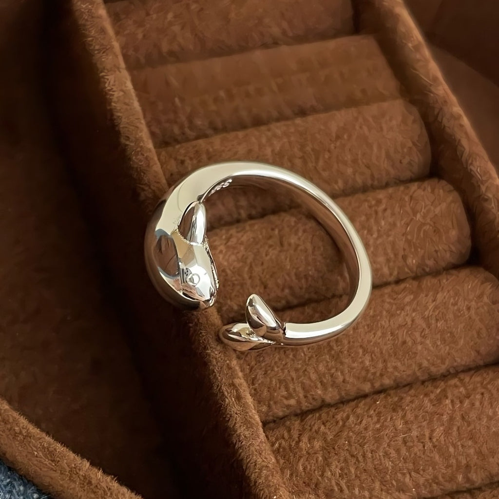 925 Sølv Justerbar Delfin Ring – Sødt og Symbolsk Design