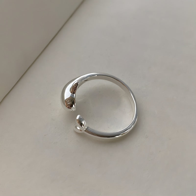 925 Sølv Justerbar Delfin Ring – Sødt og Symbolsk Design