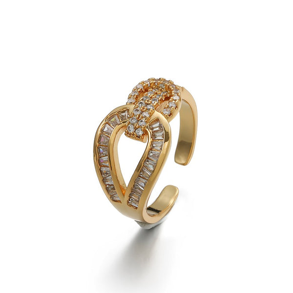 925 Sterling Sølv Ring med 14K Forgyldning Rebdesign Justerbar Ring