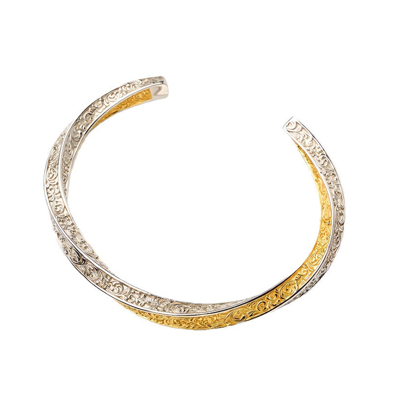 925 Sterling Sølv & 14K Forgyldt Vintage Armbånd – Unik og Raffineret Håndværk