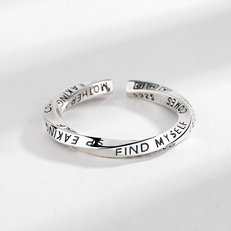 925 Sterling Sølv “Let It Be” Åben Ring – Justerbar med Indgraveret Tekst