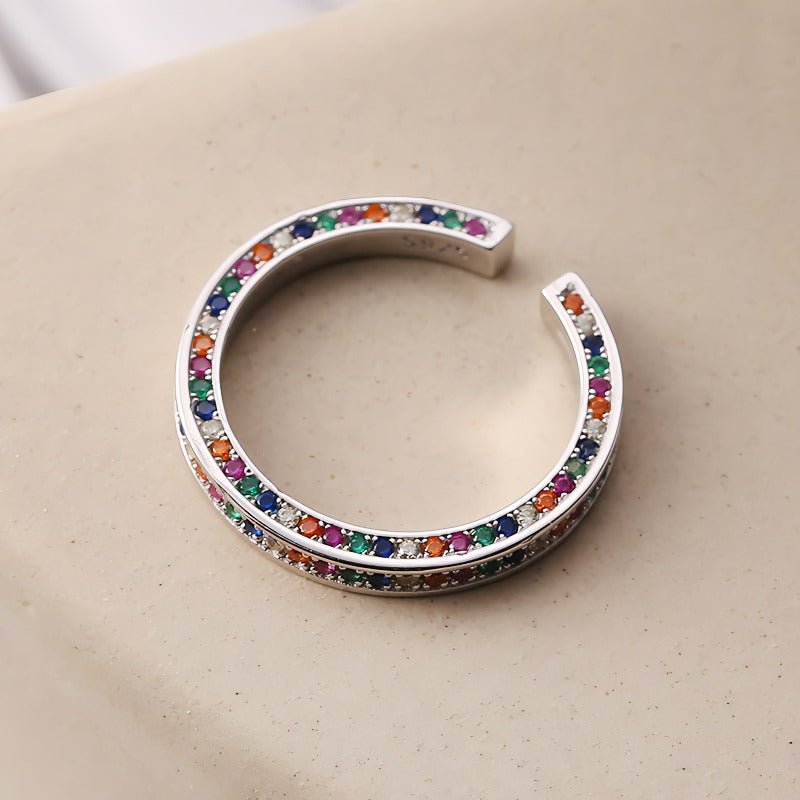 925S sterling sølv regnbue zirkon åben ring - Lilla Villa