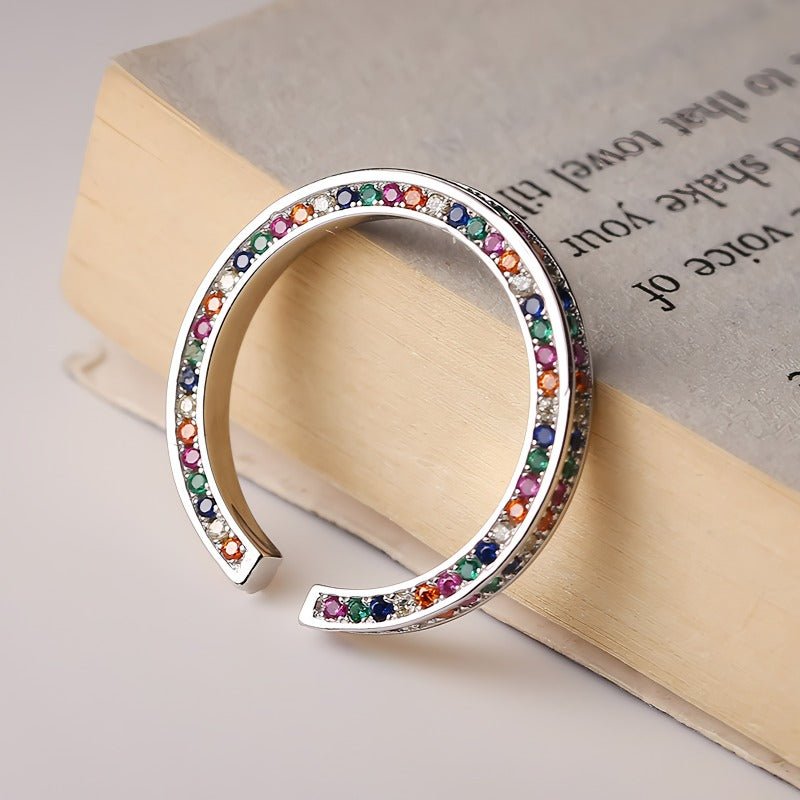 925S sterling sølv regnbue zirkon åben ring - Lilla Villa
