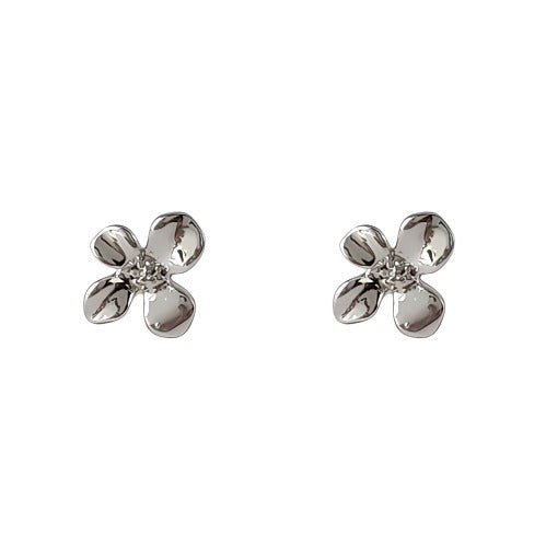 925S Sterlingsølv Nål Blomsterformede Ørestikker i Hvidguld Belagt – Enkel og Elegant - Lilla Villa