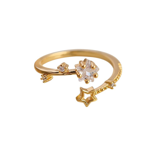 Elegant Adjustable 18K Gold Plated with Zirconia Star Design
