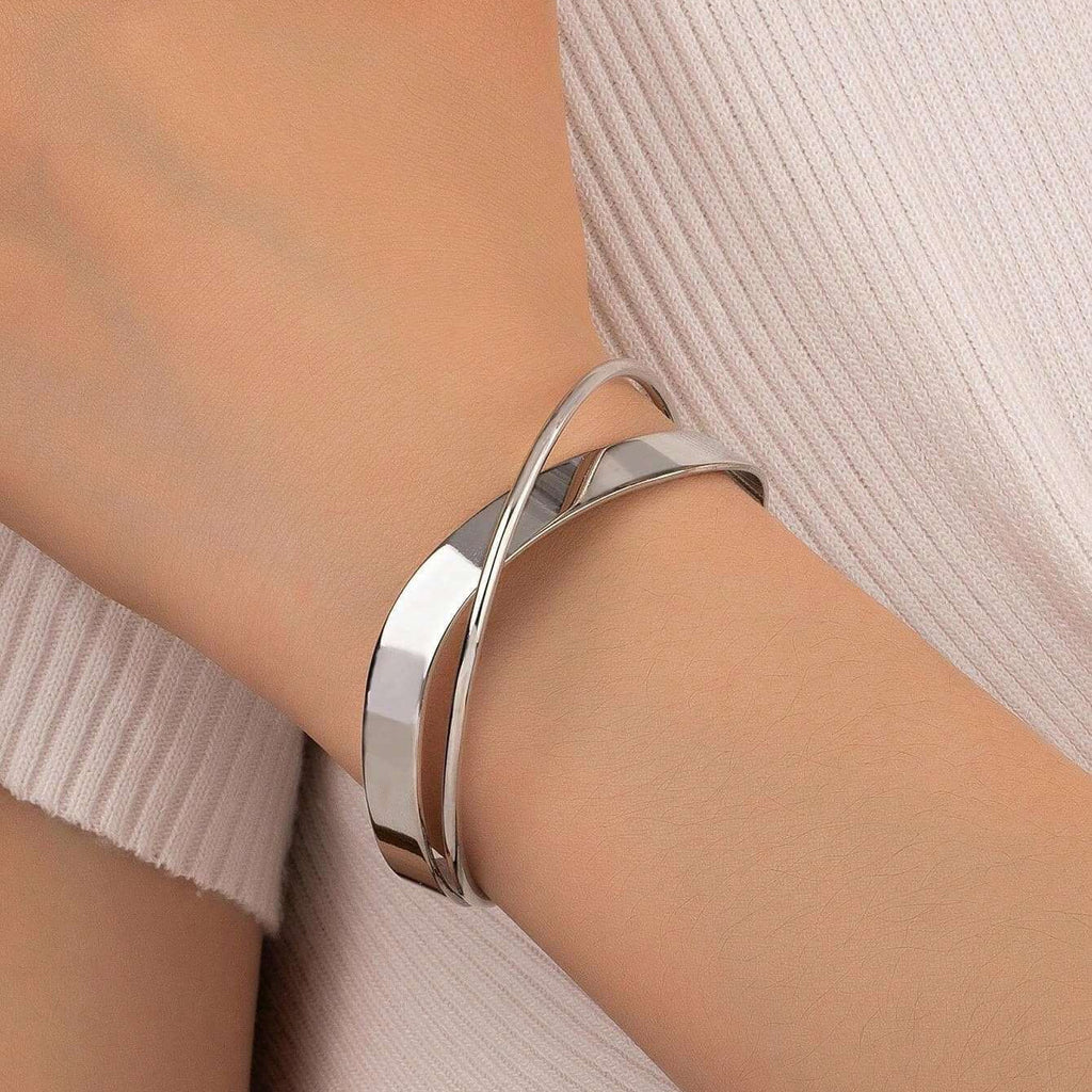 Hvidguldbelægning Titaniumstål Håndlavet Justerbar Armbånd – Moderne og Elegant Design