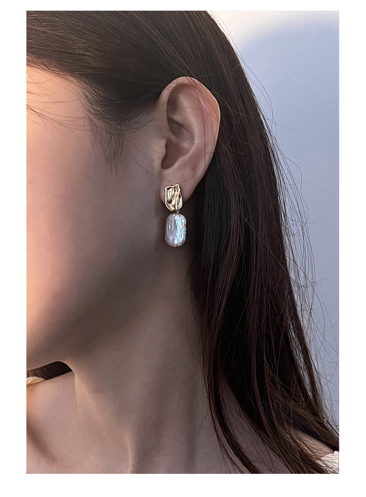 S925 sølvnålede 14k guldbelagt elegante barok stil ferskvandsperle øreringe