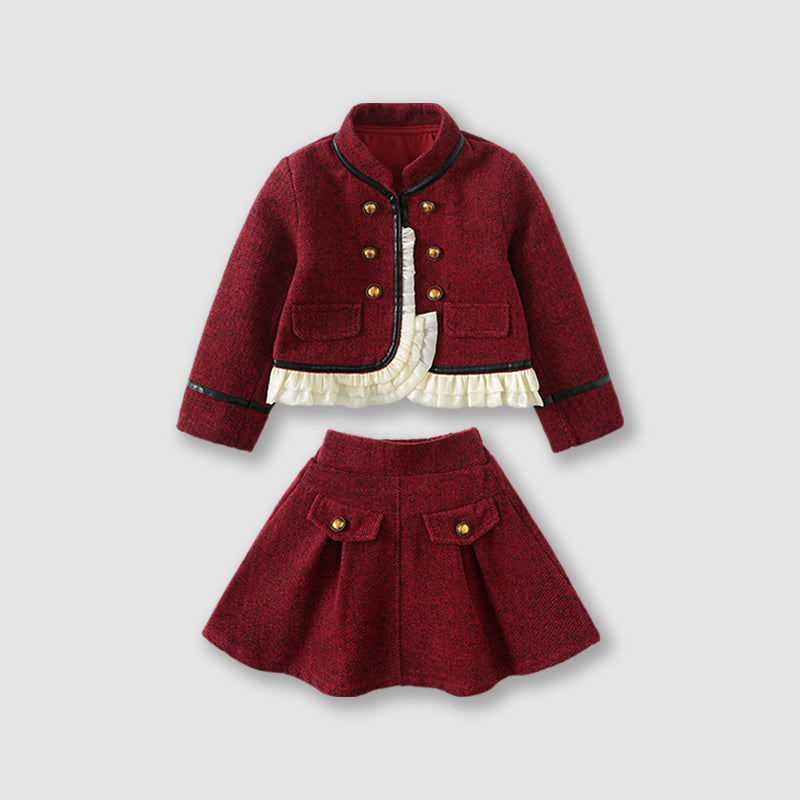 Klassiske elegant rød jakkesæt til piger(1-12år)