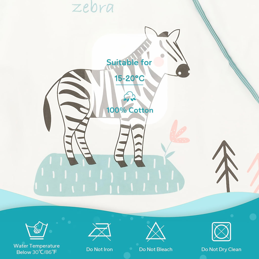Varm sovepose til 15-20°C til baby (str.: 0-18 mdr.) med aftagelige ærmer – zebra