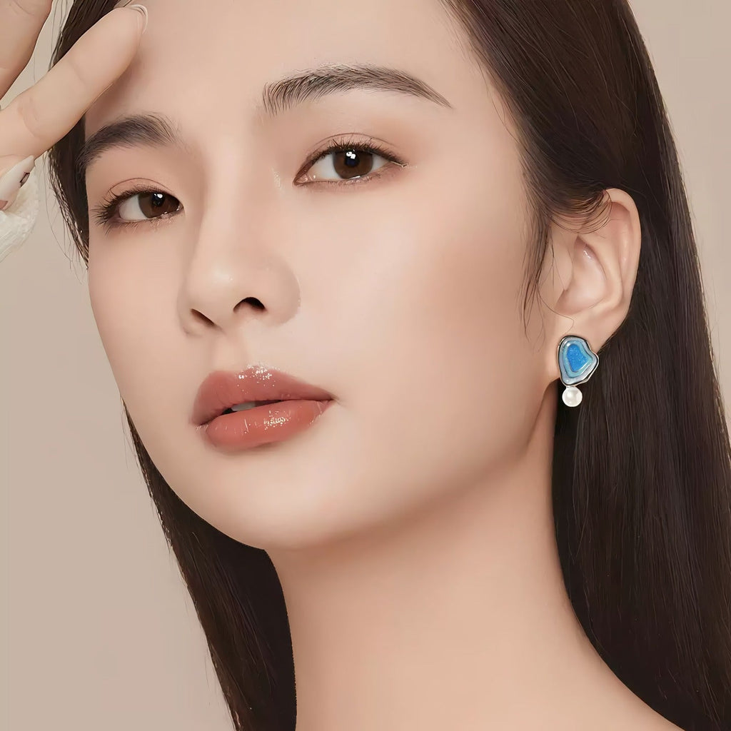 Asymmetriske Salt Lake Øreringe – Hvidguld Belagt & S925 Sølvnål - Lilla Villa