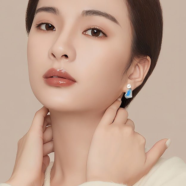 Asymmetriske Salt Lake Øreringe – Hvidguld Belagt & S925 Sølvnål - Lilla Villa