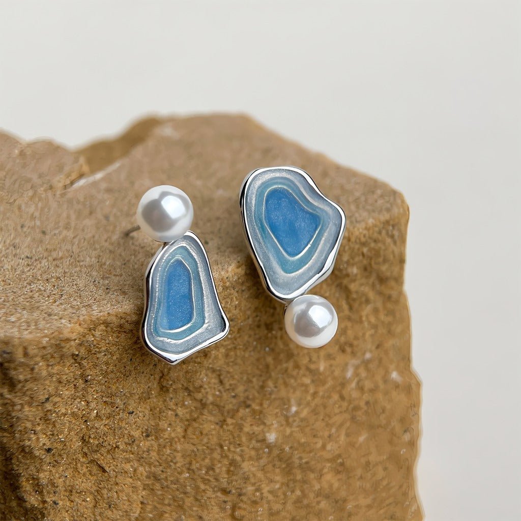 Asymmetriske Salt Lake Øreringe – Hvidguld Belagt & S925 Sølvnål - Lilla Villa