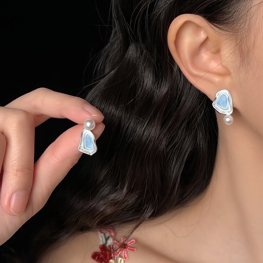 Asymmetriske Salt Lake Øreringe – Hvidguld Belagt & S925 Sølvnål - Lilla Villa