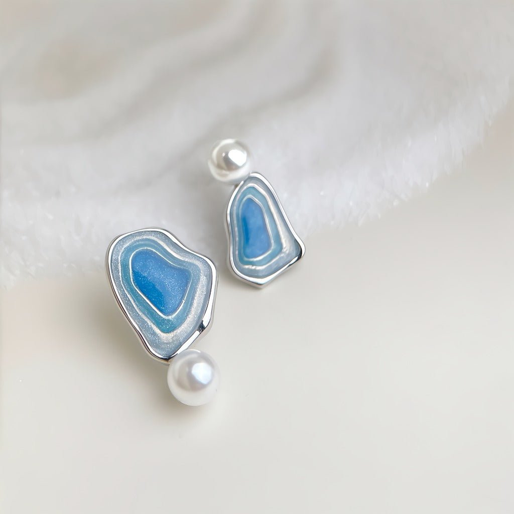 Asymmetriske Salt Lake Øreringe – Hvidguld Belagt & S925 Sølvnål - Lilla Villa